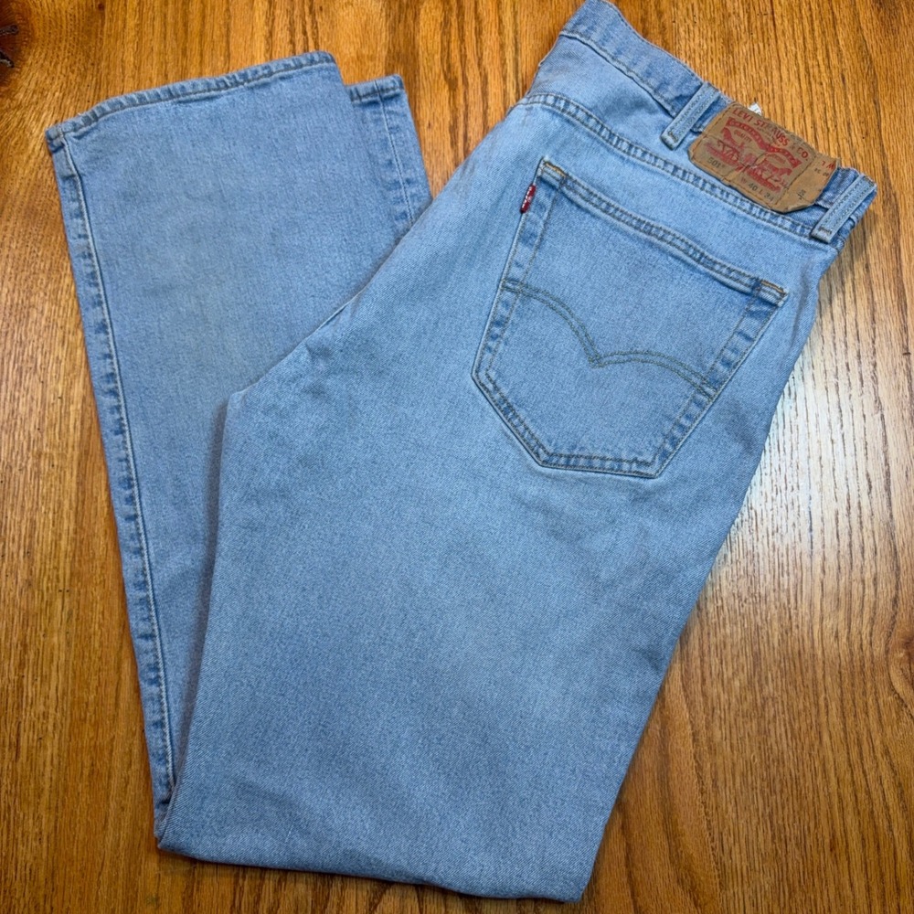 Levi's 501 XX Jeans Mens 40x34 Blue Straight Leg Button Fly Light Wash